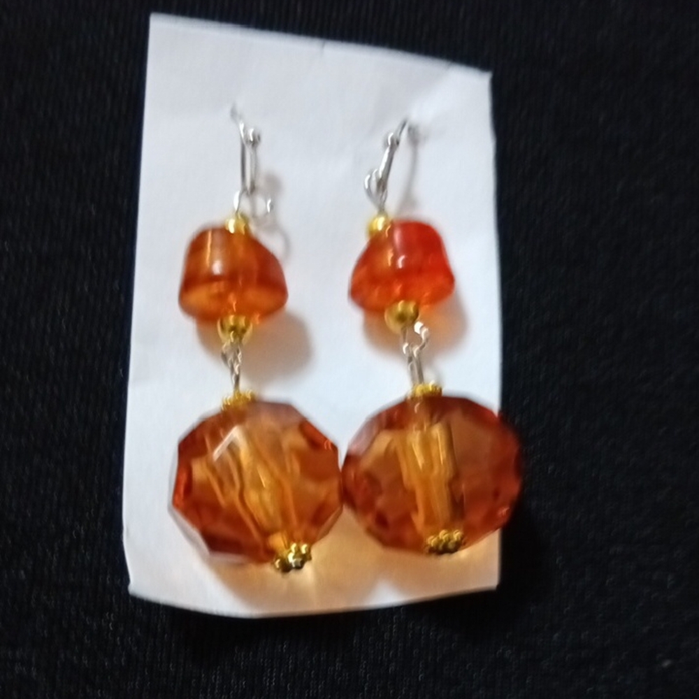 Elegant Handmade Orange Dangle Earrings